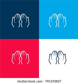 Dua Hands four color material and minimal icon logo set in red and blue