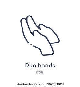 dua hands icon from religion outline collection. Thin line dua hands icon isolated on white background.