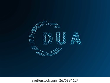 DUA low poly letter logo vector design. DUA lower poly logo design. DUA unique low poly logo design.