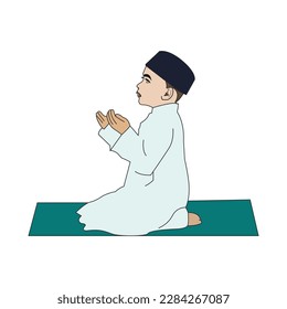 Diseño vectorial de silueta de hombre musulmán de la oración de Dua Allah, pj