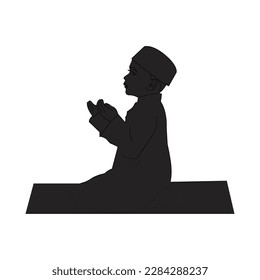 Dua Gebet Allah Silhouette Vektordesign, pj