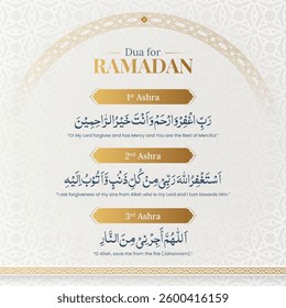 Dua for Ramadan's 1st, 2nd and 3rd Ashra, Ramadan Kareem Islamic social media post template