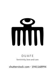 Duafe african adinkra symbol, shows a wooden comb, symbol of femininity, love, care and good hygiene