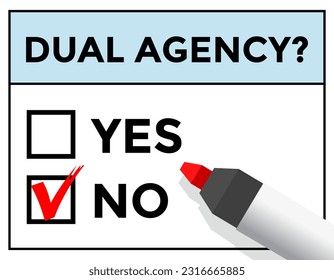 dual agency, real estate, check box, red marker pen, vector illustration 