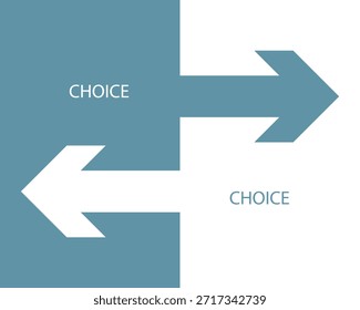 Conceito de escolha de seta dupla que representa a decisão e a direção em estilo plano.