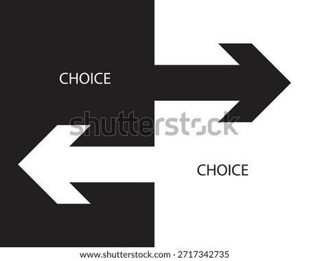 Dual Arrow Choice Concept Representing Decision and Direction in Flat Style.