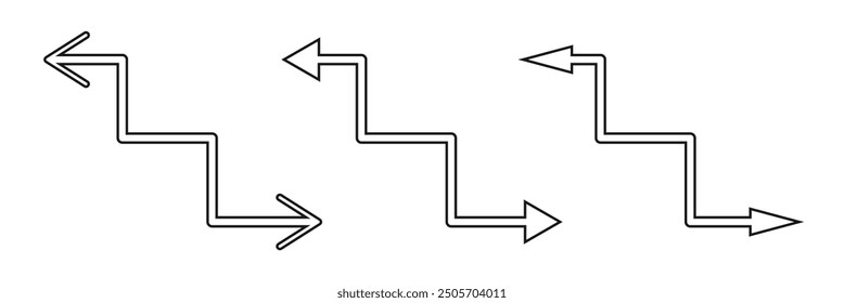 Dual Arrow icon set . double side Black Arrow icon set on isolated background. Eps 10.