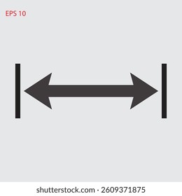 Dual arrow line icon equivalent width. Double side arrow. Two-way arrow sign. length measurement sign. EPS vector illustration
