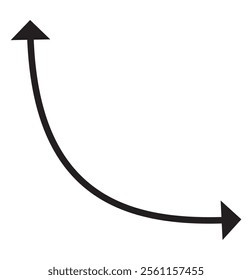 Dual arrow. Dual semi circle arrow. Vector illustration. Semicircular curved thin long double ended arrow. Black arrow Set.