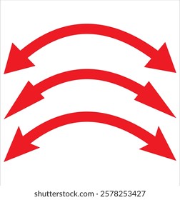 Dual arrow. Dual semi circle arrow. Vector illustration. Semicircular curved thin long double ended arrow. Red and Black arrow Set. Variety Design.