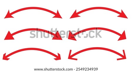 Dual arrow. Dual semi circle arrow. Vector illustration. Semicircular curved thin long double ended arrow. Black arrow Set.