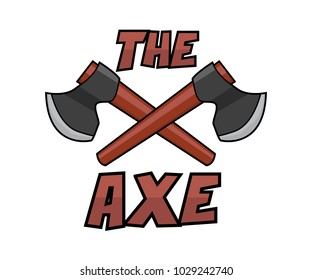 dual axe weapon cartoon design illustration
