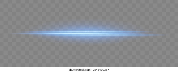 Feixes duplos de luz horizontal azul com brilho suave e desfoque de movimento sobre fundo transparente. Série de energia futurista ideal para design de interface do usuário, sobreposições de ficção científica ou efeitos de velocidade.