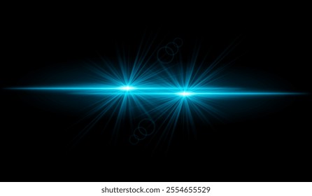 Dual Blue starburst. Bright intersecting beams, glowing particles, radiant light effects, warm illumination, abstract lighting design, futuristic energy, decorative visuals