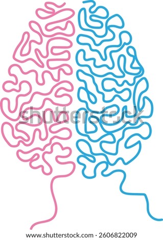 Dual Brain Hemispheres: Colorful Thinking Concept Vector	