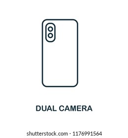 Dual Camera icon. Monochrome style design from visual device collection. UI. Pixel perfect simple pictogram dual camera icon. Web design, apps, software, print usage.