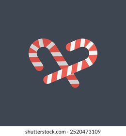 dual candy canes in flat vector design.