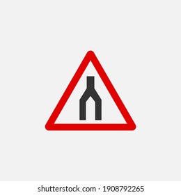 Dual carriageway ends triangle sign icon. Traffic sign symbol modern, simple, vector, icon for website design, mobile app, ui. Vector Illustration