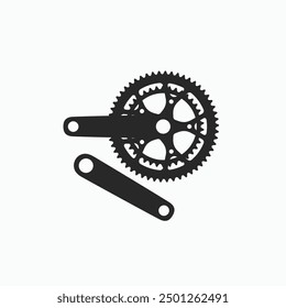 Dual chainring road bike crank logo, icon, sign, symbol vector illustration. Isolated object on white background.