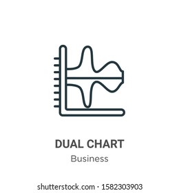 Dual chart outline vector icon. Thin line black dual chart icon, flat vector simple element illustration from editable business concept isolated on white background