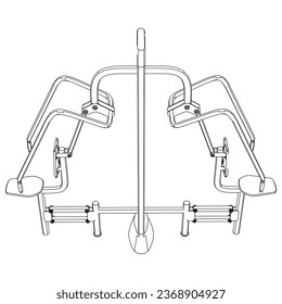 Dual chest press. Fitness, cardio, and muscle building machines, equipments set at gym. Workout and training concept. Vector illustration.