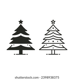 Iconos de árbol de navidad dual Ilustración de árbol de Navidad arte de línea de árbol de navidad minimalista