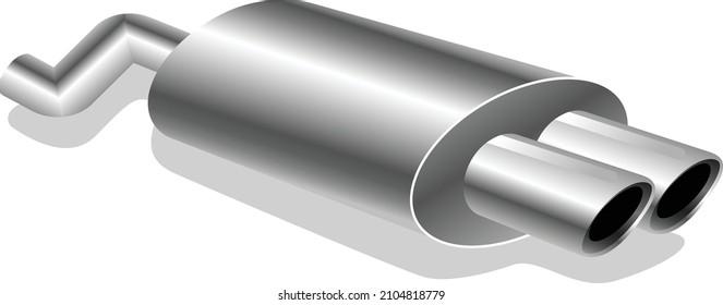 Dual Chrome Car Exhaust Pipe Illustration