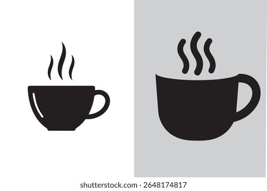 Dual Coffee Cup Icons Simple Designs Beverage Enjoyment Hot Drink Symbol Minimalist Graphic Design Artistic Visual