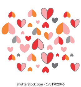 conjunto de corazones múltiples de color dual
