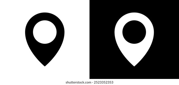 Marcadores de ubicación de doble color que representan la navegación en un diseño minimalista