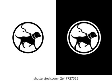 Dual Dogs Silhouette Circular Logo Design