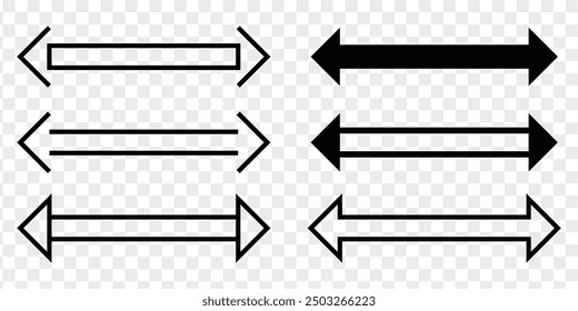 Dual, Double arrow icon set. Long double arrow. Illustration on isolated background. Eps 10.