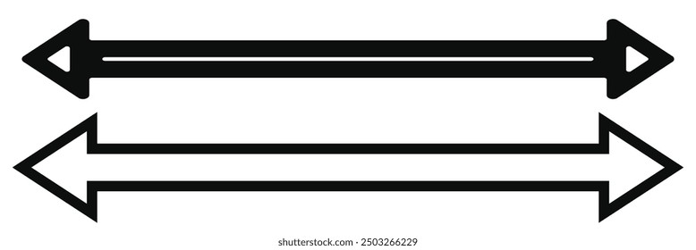 Dual, Double arrow icon set. Long double arrow. Illustration on isolated background. Eps 10.