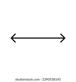 Dual double ended arrow. Thin long straight narrow two sided arrow. Vector illustration and symbol.