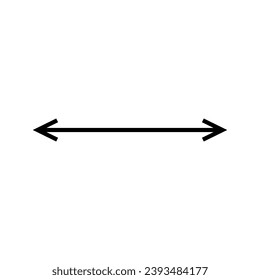 Doppelpfeil. Dünner, langer, gerade schmaler, zweiseitiger Pfeil. Vektorgrafik und Symbol.