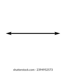 Doppelpfeil. Dünner, langer, gerade schmaler, zweiseitiger Pfeil. Vektorgrafik und Symbol.
