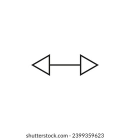 Dual double ended arrow. Thin straight two sided arrow. Vector illustration and symbol.
