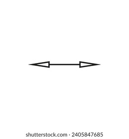 Dual double ended arrow. Thin straight two sided arrow. Vector illustration and symbol.