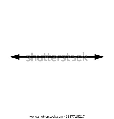 Dual double ended arrow. Thin long straight narrow two sided arrow. Vector illustration and symbol.