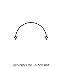 Dual double ended semi circle arrow. Semicircular curved thin long two sided arrow.