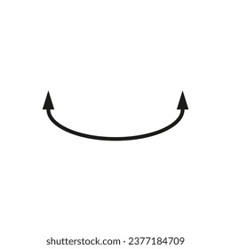 Dual double ended semi circle arrow. Semicircular round long two sided arrow. 