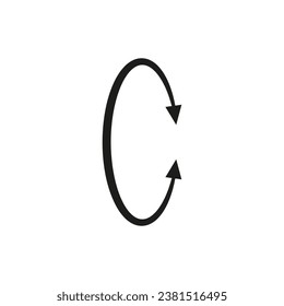 Dual double ended semi circle arrow. Semicircular round long two sided arrow. 