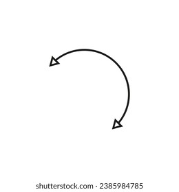 Dual double ended semi circle arrow. Semicircular curved thin long two sided arrow.