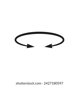 Dual double ended semi circle arrow. Semicircular round long two sided arrow. Vector illustration. 