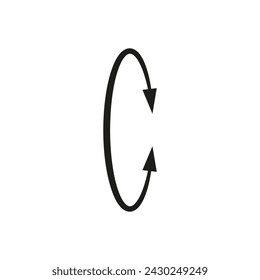 Dual double ended semi circle arrow. Semicircular round long two sided arrow. Vector illustration. 