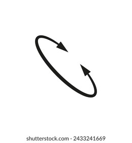 Dual double ended semi circle arrow. Semicircular round long two sided arrow. Vector illustration. 