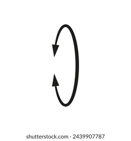 Dual double ended semi circle arrow. Semicircular round long two sided arrow. Vector illustration. 