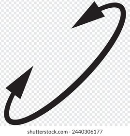 Dual double ended semi circle arrow. Semicircular round long two sided arrow. Vector illustration.