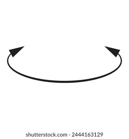 Dual double ended semi circle arrow. Semicircular round long two sided arrow.