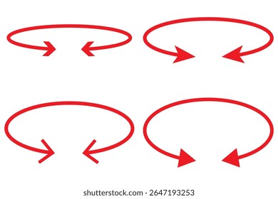 Seta semicírculo dupla de extremidade dupla. Seta dupla lateral redonda e semicircular. Ilustração vetorial.